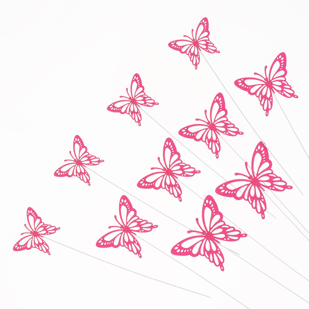 Топперы, Ажурные бабочки, Фуксия, 18 см, 10 шт.