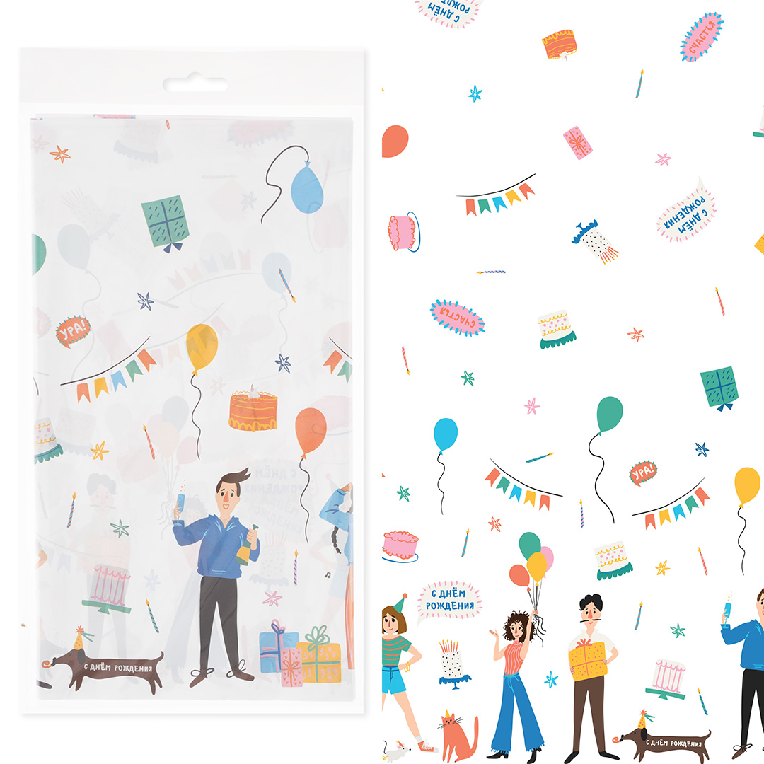 Скатерть одноразовая, Маленькие истории, 120*180 см, 1 шт.