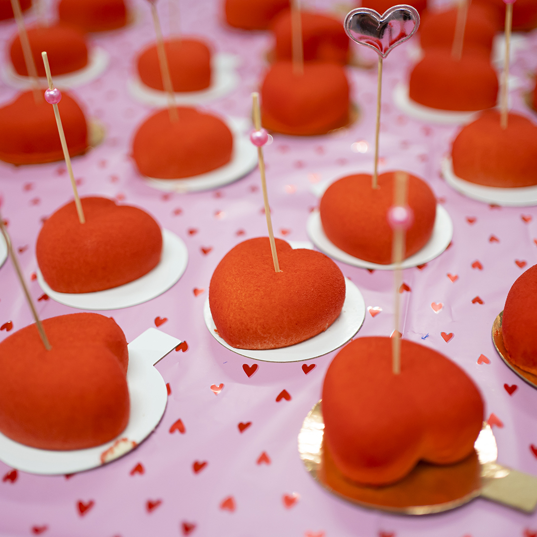 Пики Топперы, Сердце, Розовый, Металлик, 12 см, 5 шт.