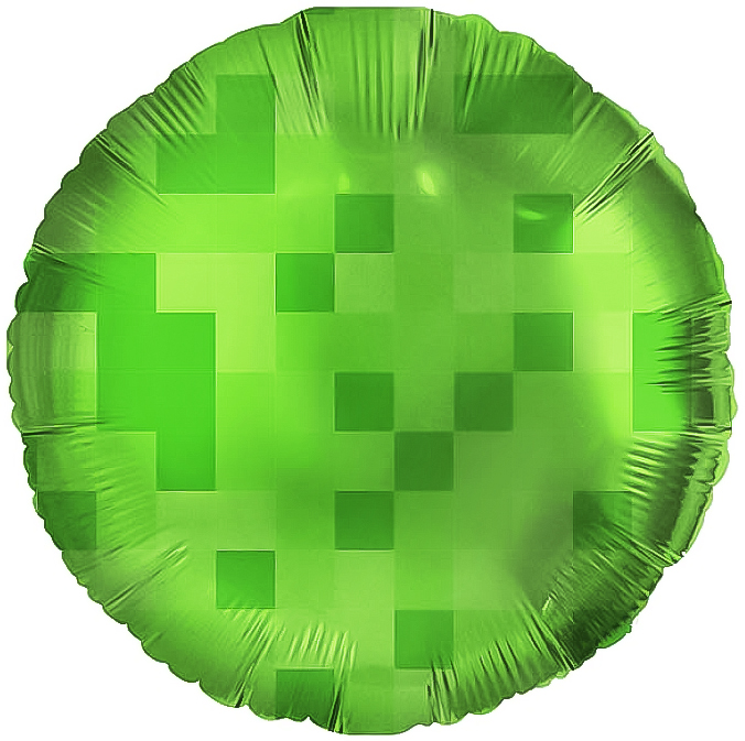 Шар (18''/46 см) Круг, Пиксели, Зеленый, 1 шт.