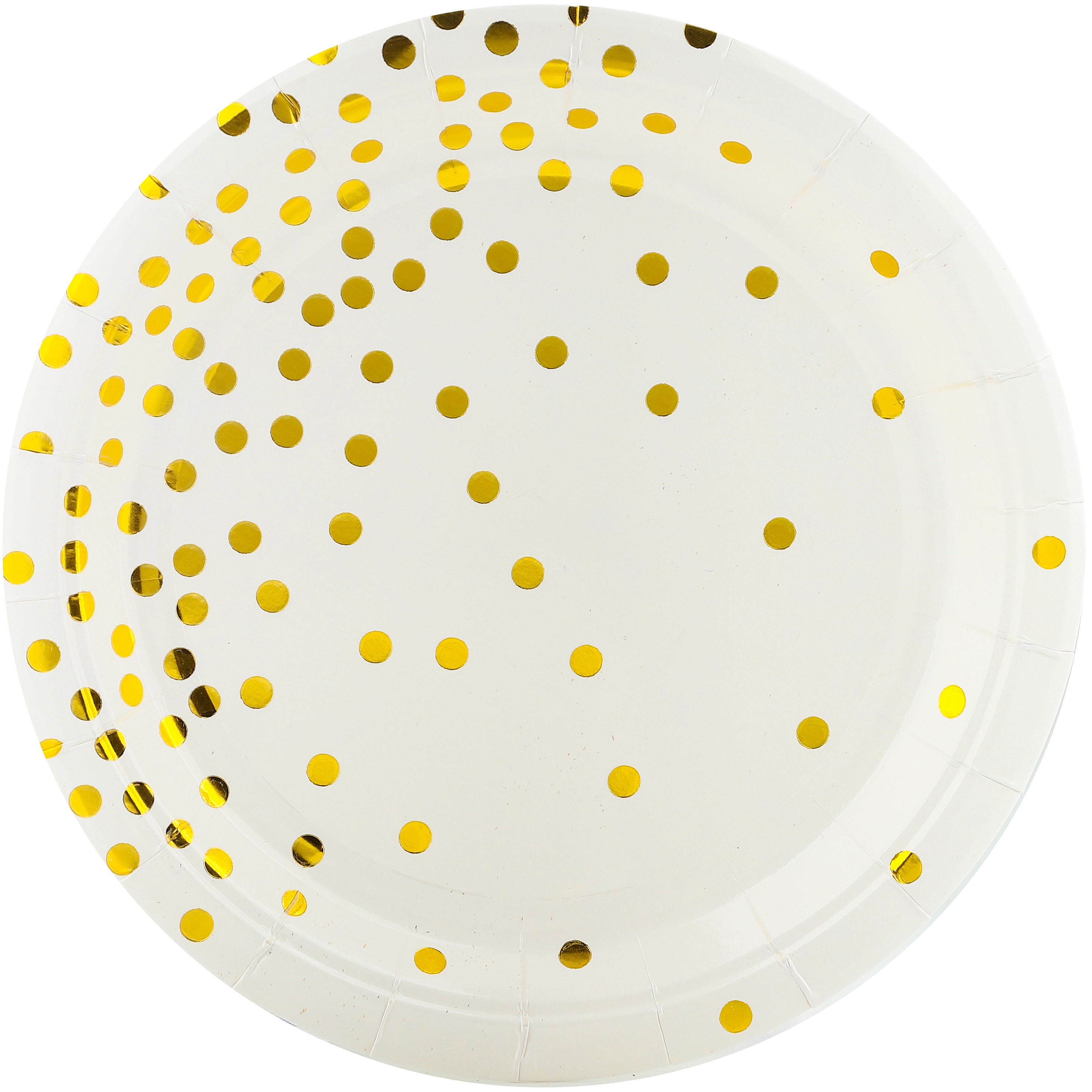 Тарелки (7''/18 см) Конфетти, Белый/Золото, Металлик, 6 шт.