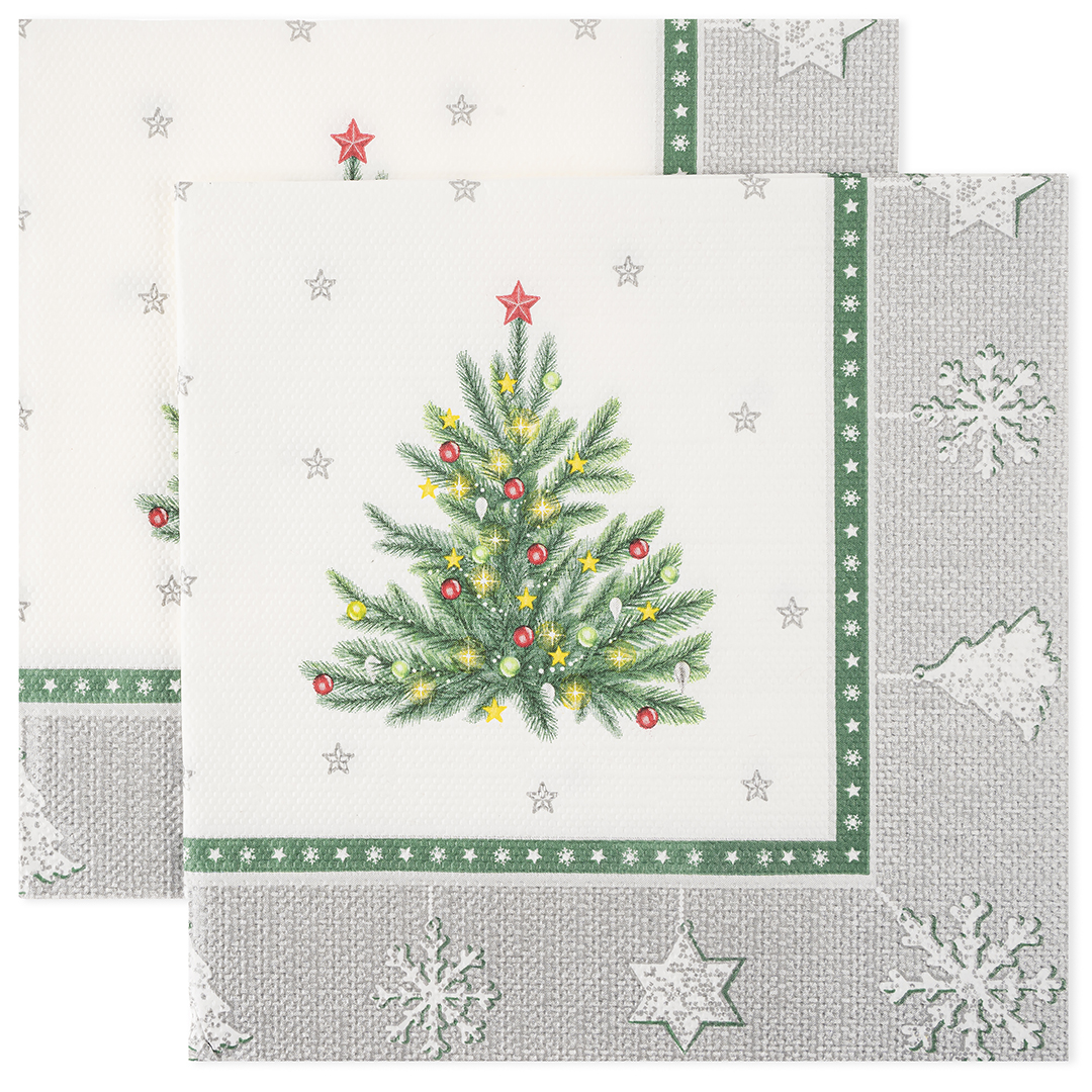 Сервировочные салфетки, Новогодний гобелен с елочкой, 33*33 см, 20 шт.