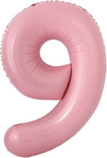 Шар с клапаном (16''/41 см) Мини-цифра, 9, Розовый, 1 шт.