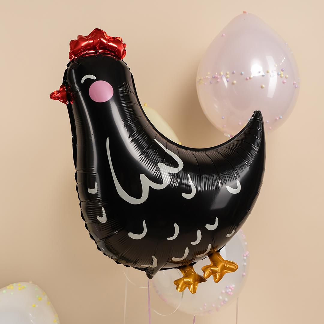 Шар (30''/76 см) Фигура, Курица, Черный, 1 шт.