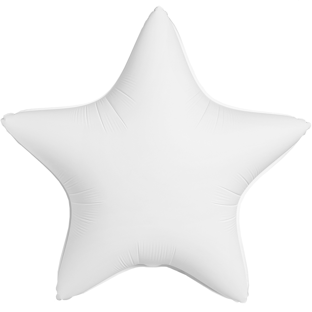 Шар (32''/81 см) Звезда, Белый, Матовый, 1 шт.