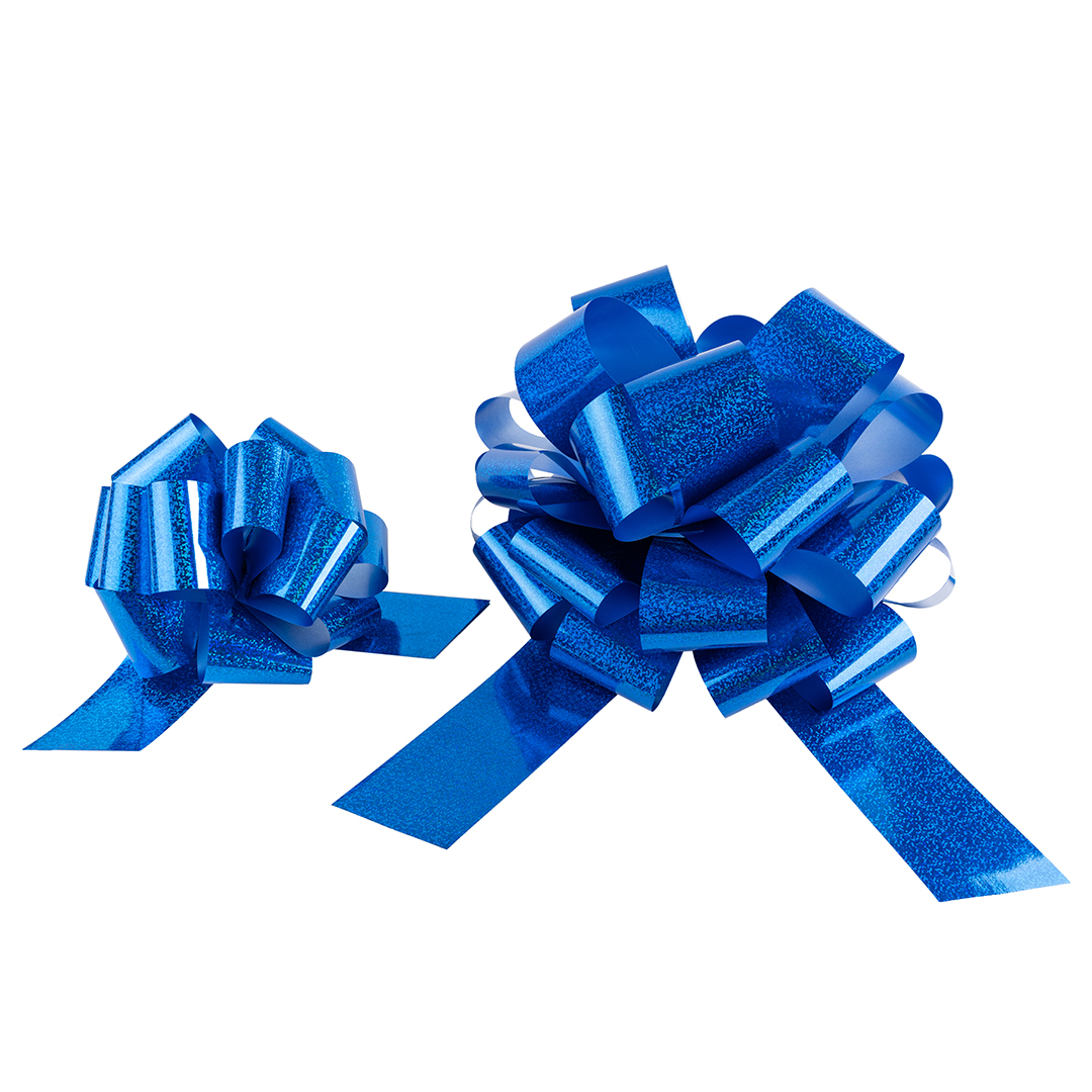 Бант Шар, Синий, Голография, 21 см, 1 шт. в упак. 