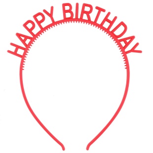 Ободок, Happy Birthday, Красный, 1 шт. 
